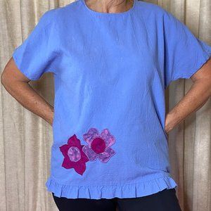 Blue Shirt Purple Flowers Matching Pants